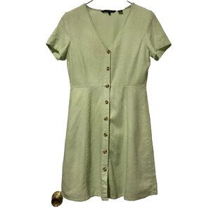 Vero Moda Mint Button-down Linen Blend Shirt Dress Short Sleeves Women's Small